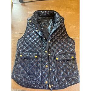 J Crew Women’s Quilted Puffer Black Vest Jacket Size Med Vintage Down EUC